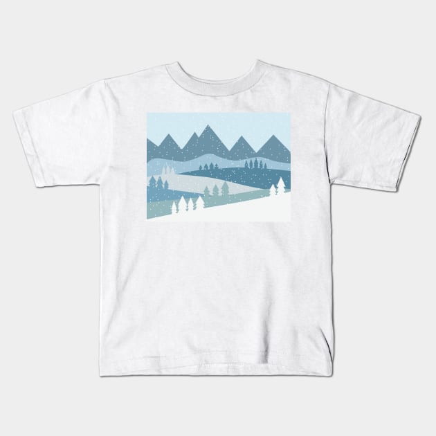 Snowing in the mountains Kids T-Shirt by TheLouisa